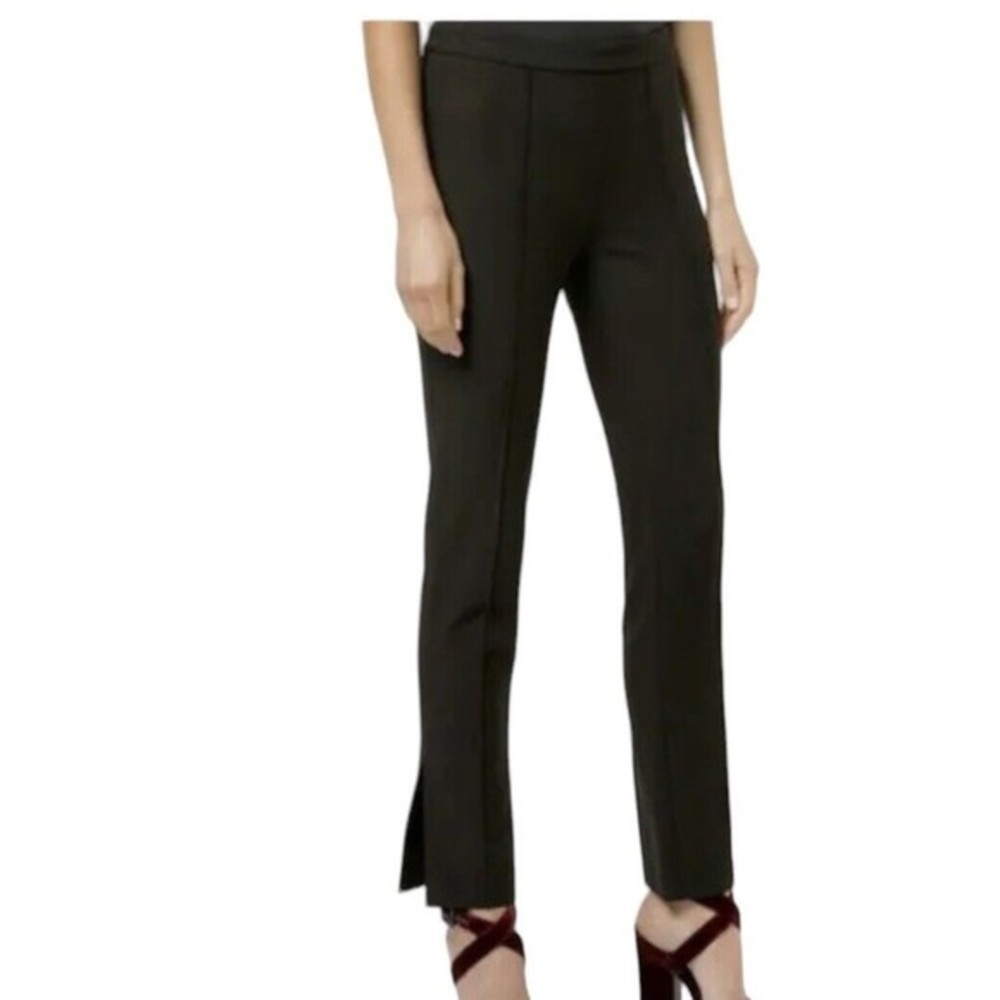 Partow Womens Pants Split Leg Black Ankle Pleated Career Dress Trousers Size 10